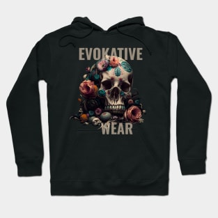 Painted Skull Flowers Evokative Logo Hoodie